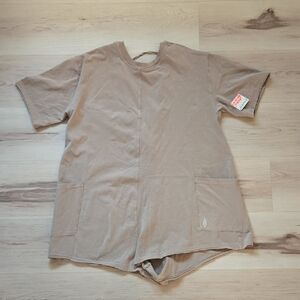 NWT FP Movement Hot Shot Tee Romper, Mocha Latte, Size XS